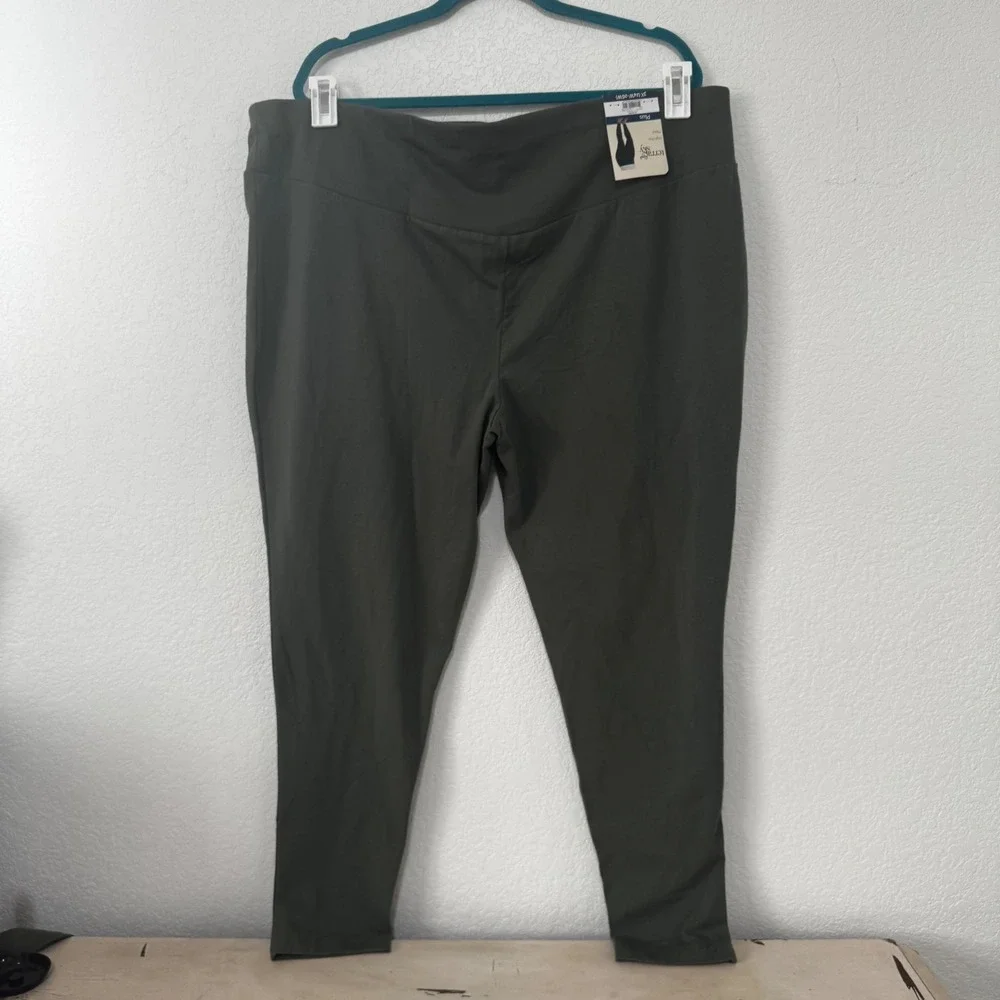 Terra Sky Plus Size 3X Green Midnight High Rise Fitted‎ Leggings Pants
